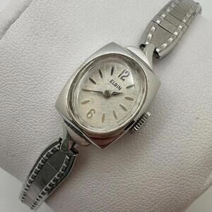 Vintage Elgin Womens Watch 10K RGP Bezel Manual Wind Textured Dial Admiral Band